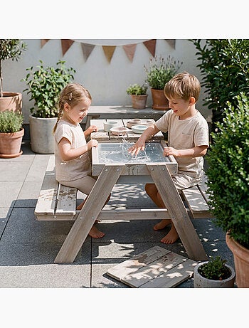 Table sable et eau en bois massif pour pique-nique - 4 Places 'Roba outdoor+ play'