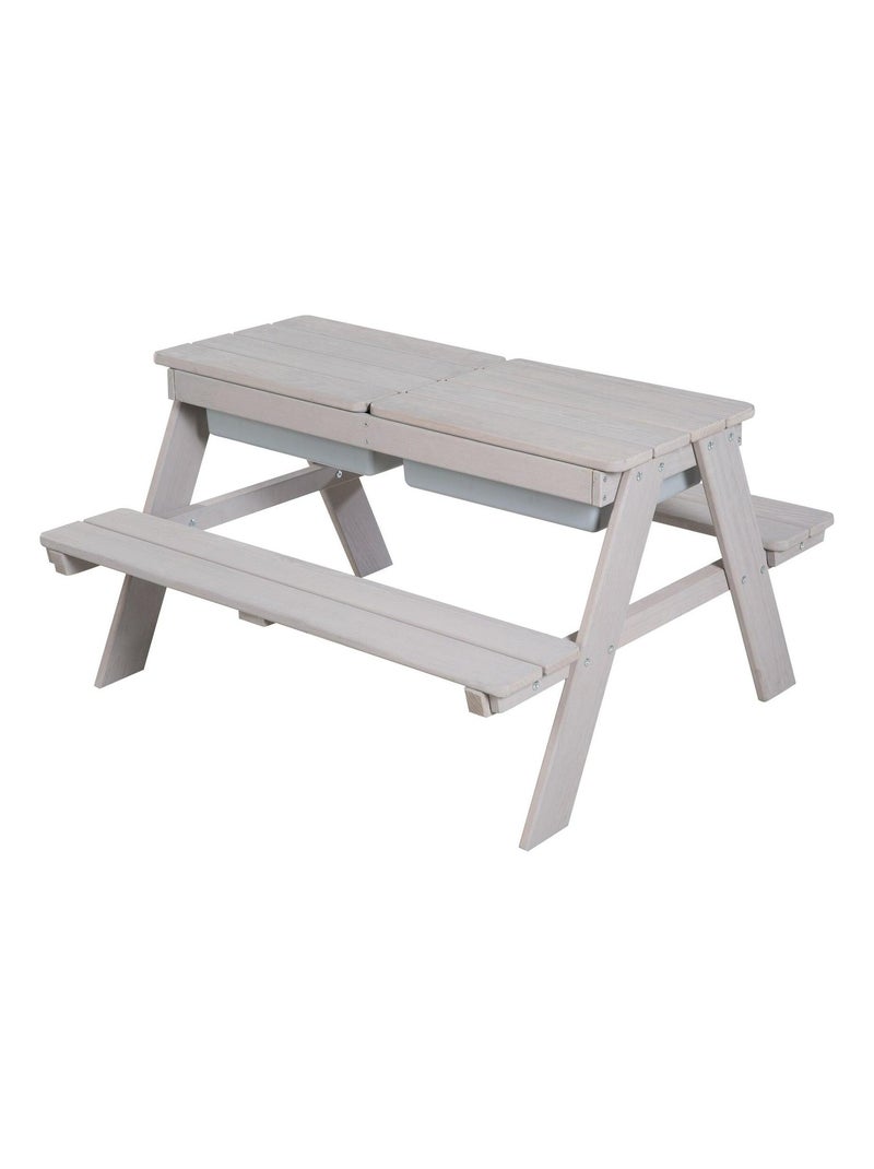 Table sable et eau en bois massif pour pique-nique - 4 Places 'Roba outdoor+ play' Gris - Kiabi