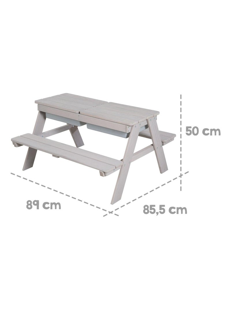 Table sable et eau en bois massif pour pique-nique - 4 Places 'Roba outdoor+ play' Gris - Kiabi