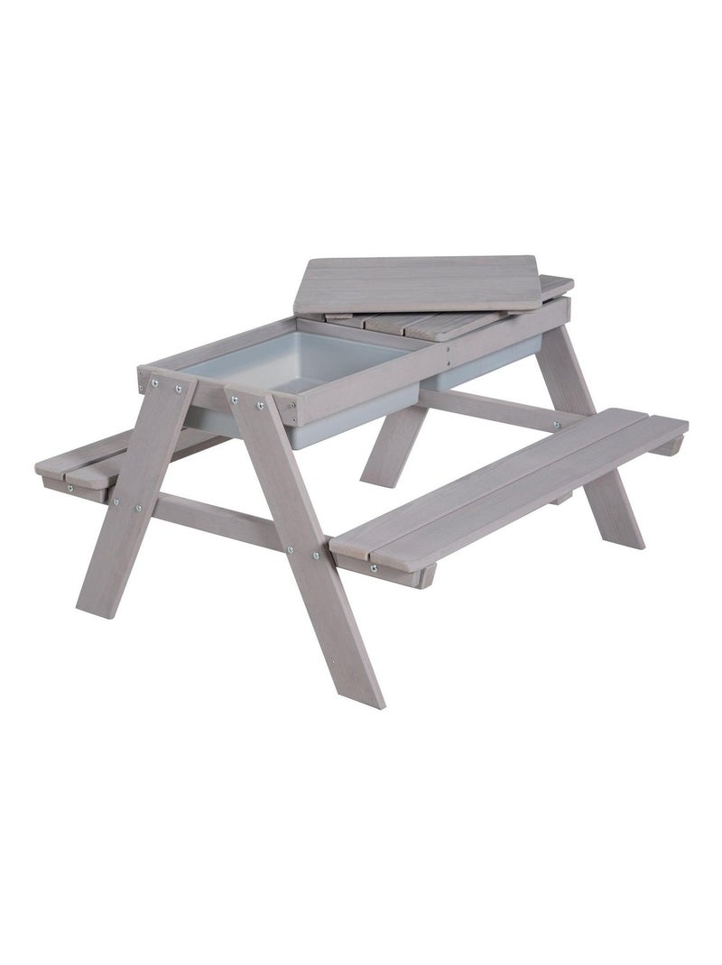 Table sable et eau en bois massif pour pique-nique - 4 Places 'Roba outdoor+ play' Gris - Kiabi