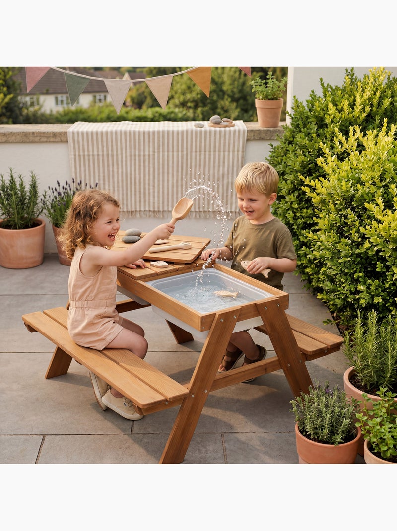 Table sable et eau en bois massif pour pique-nique - 4 Places 'Roba outdoor+ play' Marron - Kiabi