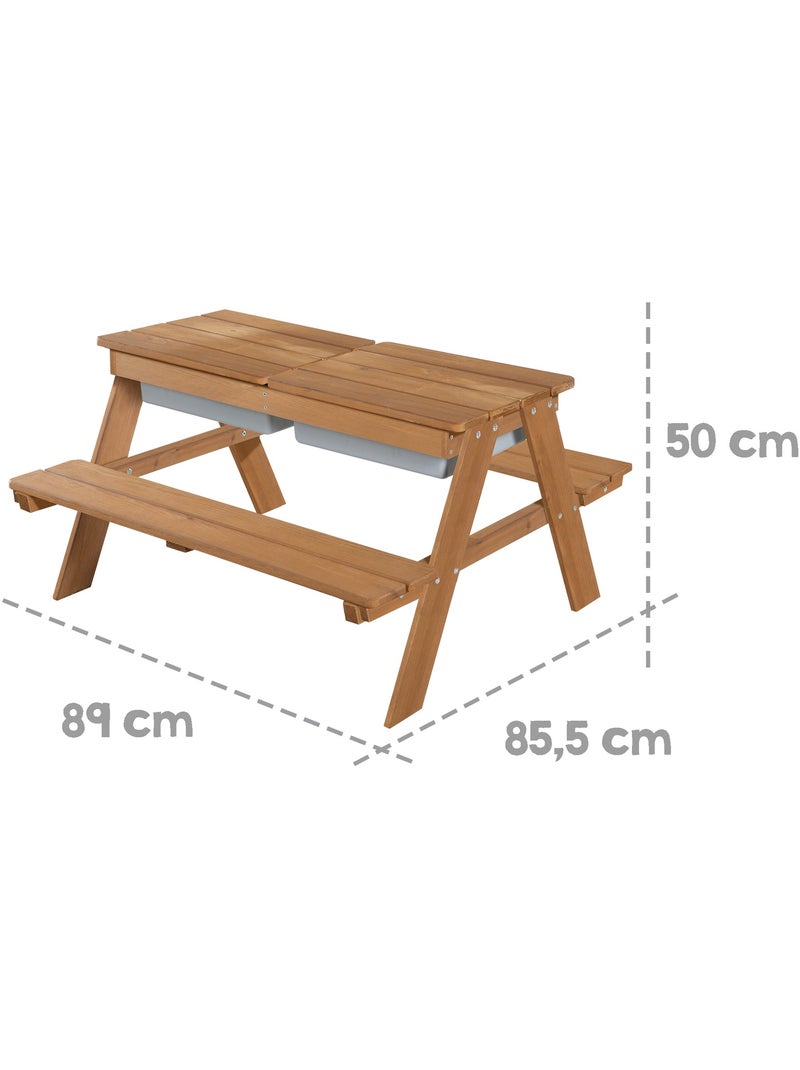 Table sable et eau en bois massif pour pique-nique - 4 Places 'Roba outdoor+ play' Marron - Kiabi
