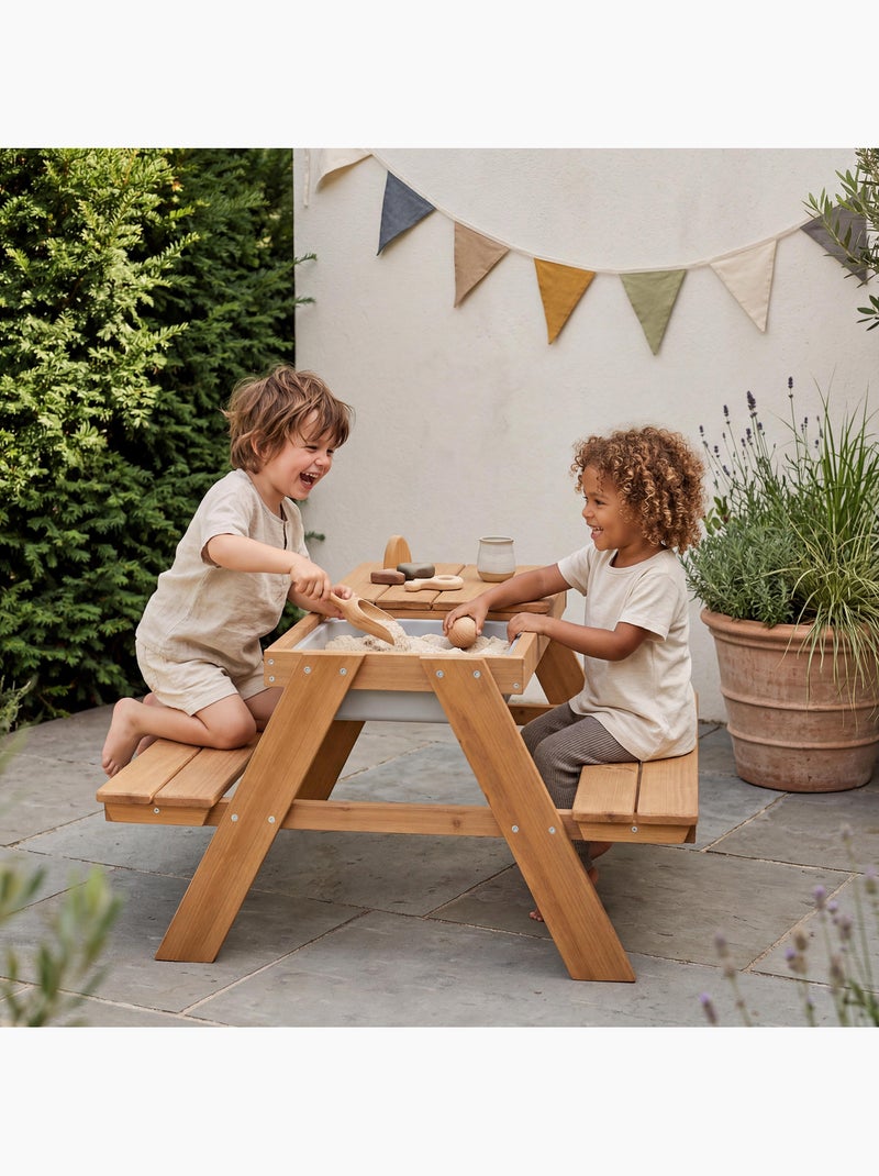 Table sable et eau en bois massif pour pique-nique - 4 Places 'Roba outdoor+ play' Marron - Kiabi