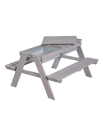 Table sable et eau en bois massif pour pique-nique avec 2 coussins - 4 Places 'Roba outdoor+ play'