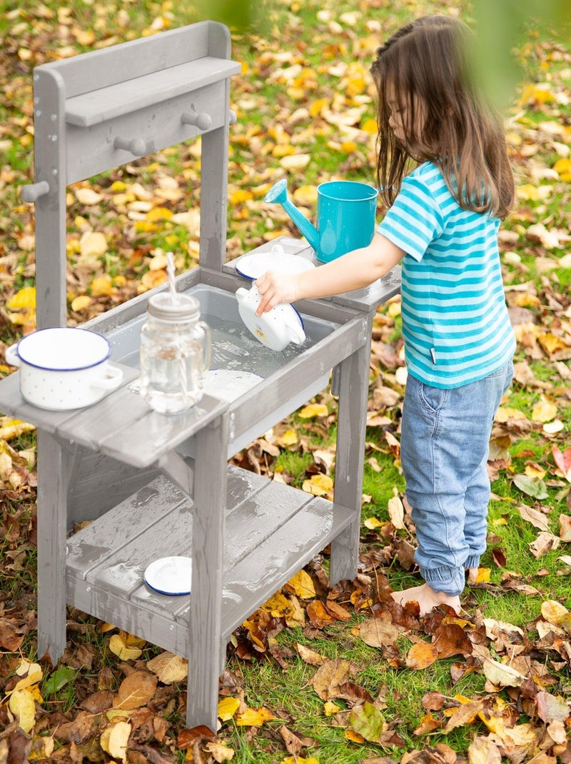 Table sable et eau en bois massif résistant 'Roba outdoor midi' Gris - Kiabi