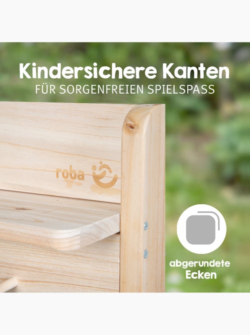 Table sable et eau pour enfants - FUN - Cuisine avec 2 bacs de jeu - Bois massif - Naturel - Kiabi Table sable et eau pour enfants - FUN - Cuisine avec 2 bacs de jeu - Bois massif - Naturel - Kiabi