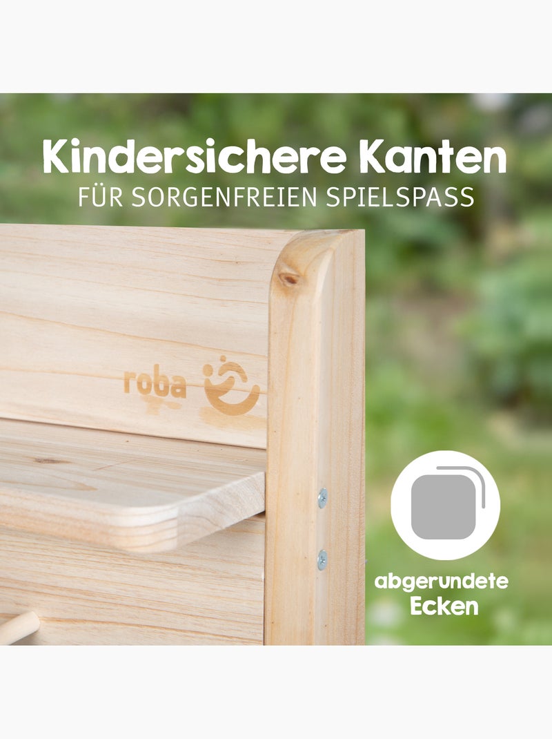 Table sable et eau pour enfants - FUN - Cuisine avec 2 bacs de jeu - Bois massif - Naturel Bois naturel - Kiabi