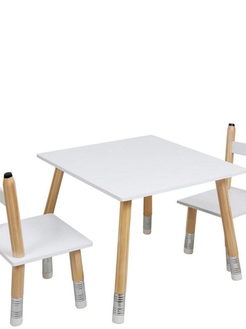 Table scandinave avec 2 chaises crayon pour enfant Blanc - Kiabi