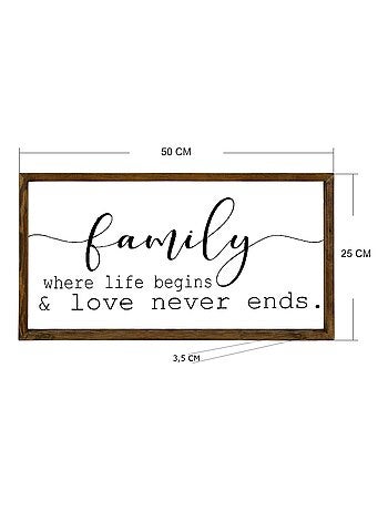 Tableau à message en bois FAMILY