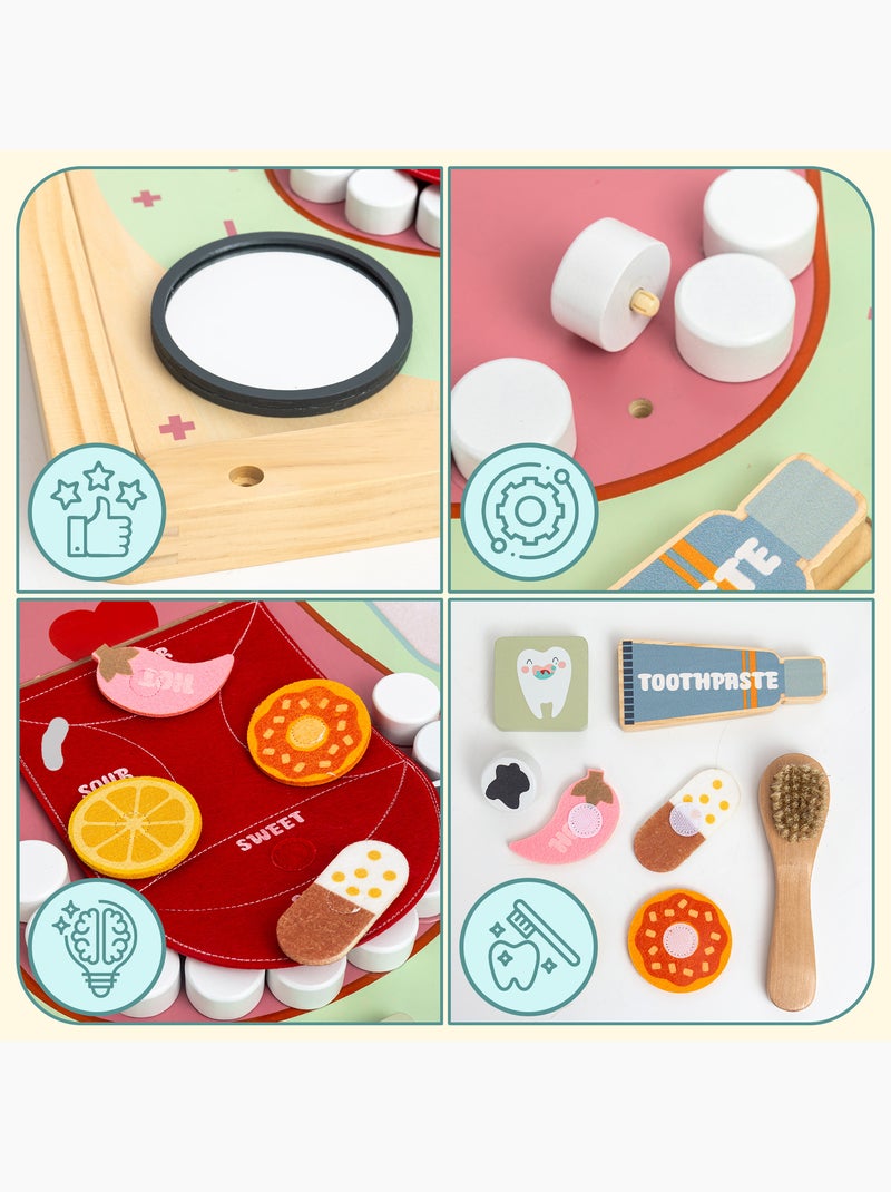 Tableau busy board bois dentiste 45x45cm hygiene dentaire saveurs mamabrum N/A - Kiabi