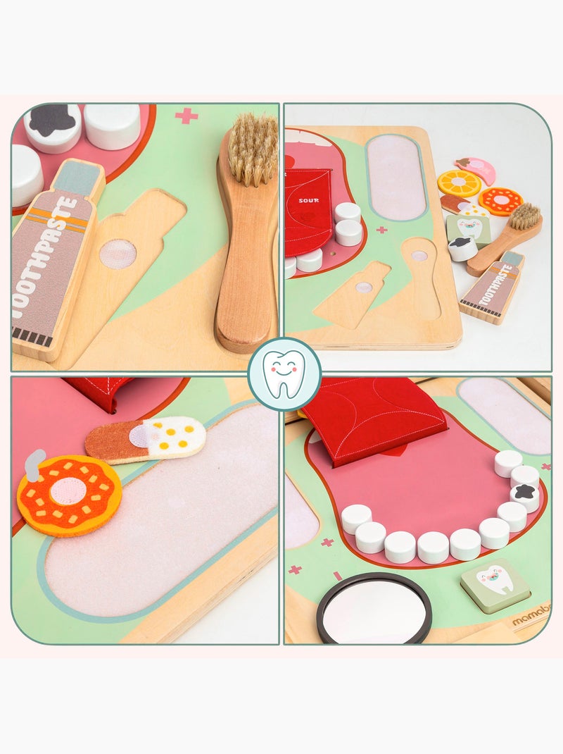 Tableau busy board bois dentiste 45x45cm hygiene dentaire saveurs mamabrum N/A - Kiabi