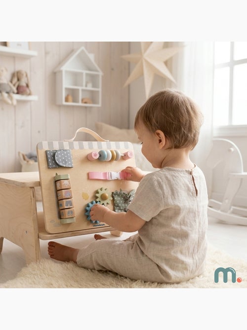 Tableau busy board bois ferme 30x24cm 6 activites engrenages poignee mamabrum - Kiabi Tableau busy board bois ferme 30x24cm 6 activites engrenages poignee mamabrum - Kiabi