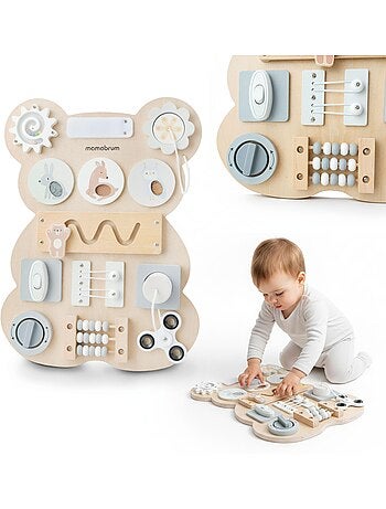 Tableau de manipulation bois ourson montessori teddy board mamabrum