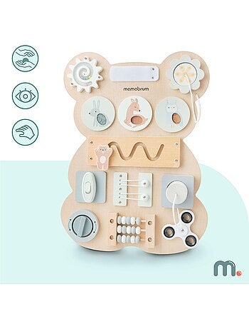 Tableau de manipulation bois ourson montessori teddy board mamabrum