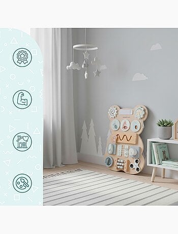 Tableau de manipulation bois ourson montessori teddy board mamabrum