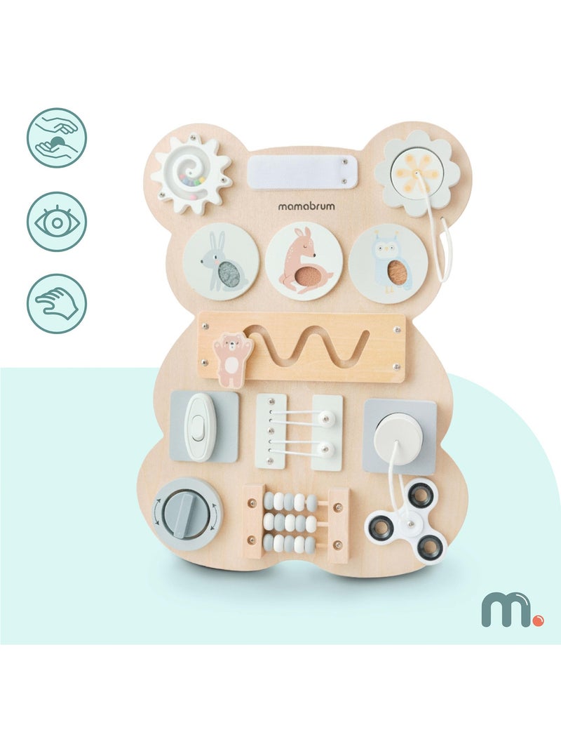 Tableau de manipulation bois ourson montessori teddy board mamabrum N/A - Kiabi