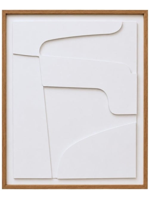 Tableau décoratif blanc en relief 50x40cm - Kiabi