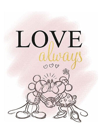 Tableau Disney - Mickey et Minnie - love always - 35 cm x 35 cm