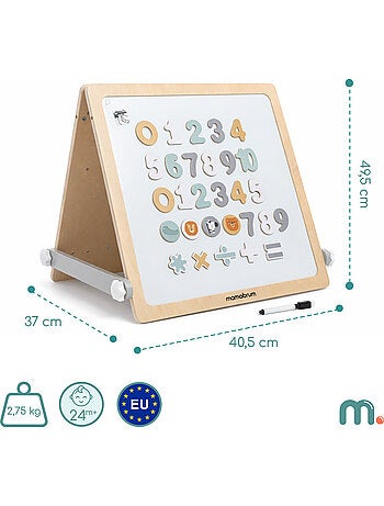 Tableau double face bois enfant 2en1 magnétique & sensorial 49x37cm mamabrum