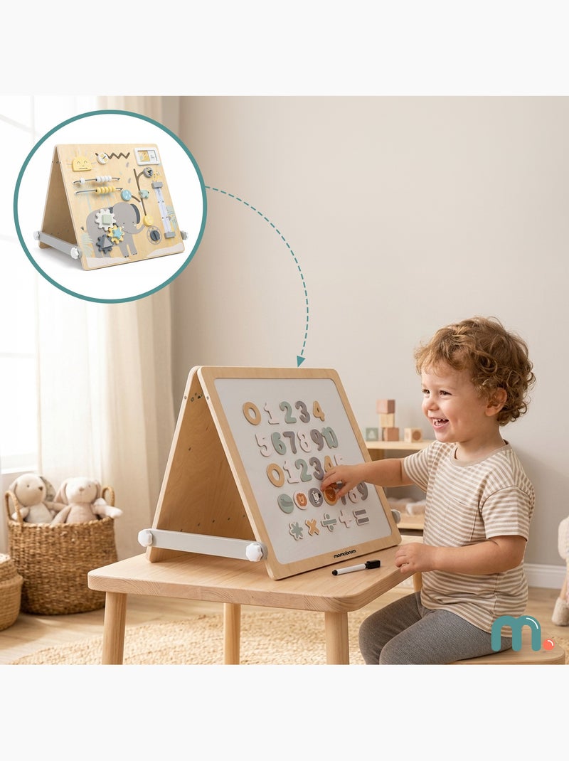 Tableau double face bois enfant 2en1 magnétique & sensorial 49x37cm mamabrum N/A - Kiabi