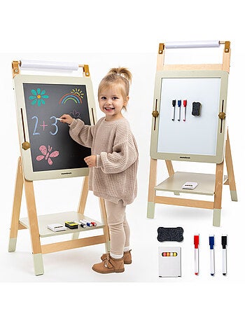 Tableau éducatif en bois 3 en 1 ajustable avec papier mamabrum dès 3 ans