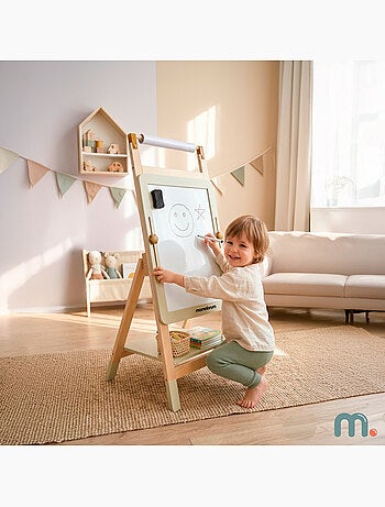 Tableau éducatif en bois 3 en 1 ajustable avec papier mamabrum dès 3 ans