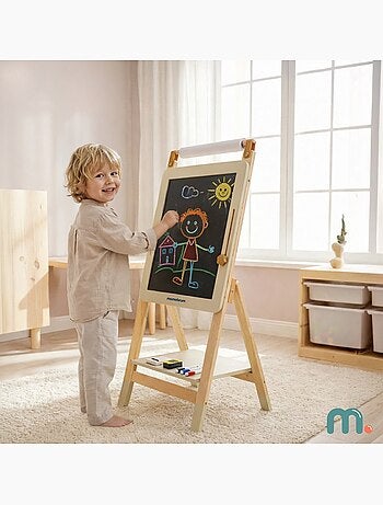 Tableau éducatif en bois 3 en 1 ajustable avec papier mamabrum dès 3 ans