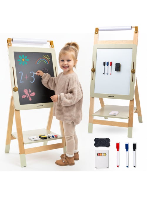 Tableau éducatif en bois 3 en 1 ajustable avec papier mamabrum dès 3 ans - Kiabi Tableau éducatif en bois 3 en 1 ajustable avec papier mamabrum dès 3 ans - Kiabi