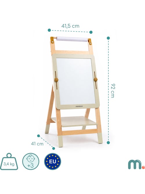 Tableau éducatif en bois 3 en 1 ajustable avec papier mamabrum dès 3 ans - Kiabi Tableau éducatif en bois 3 en 1 ajustable avec papier mamabrum dès 3 ans - Kiabi