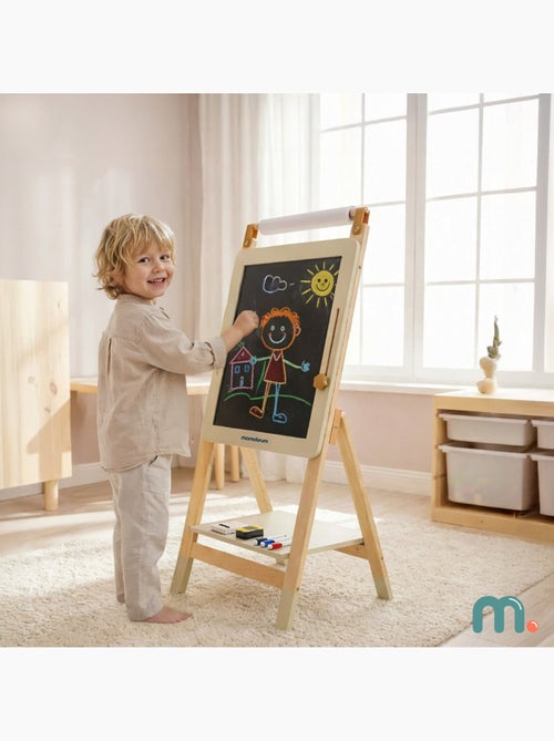 Tableau éducatif en bois 3 en 1 ajustable avec papier mamabrum dès 3 ans - Kiabi Tableau éducatif en bois 3 en 1 ajustable avec papier mamabrum dès 3 ans - Kiabi