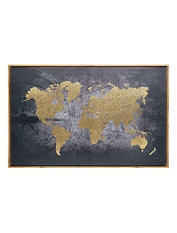 Tableau encadré Monde - 58 x 88 cm - Doré