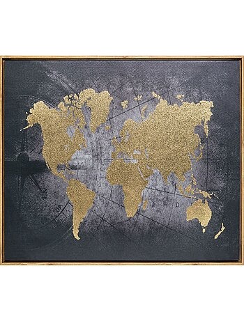 Tableau encadré Monde - 58 x 88 cm - Doré