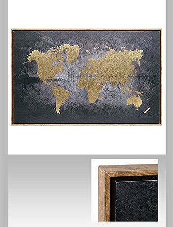 Tableau encadré Monde - 58 x 88 cm - Doré