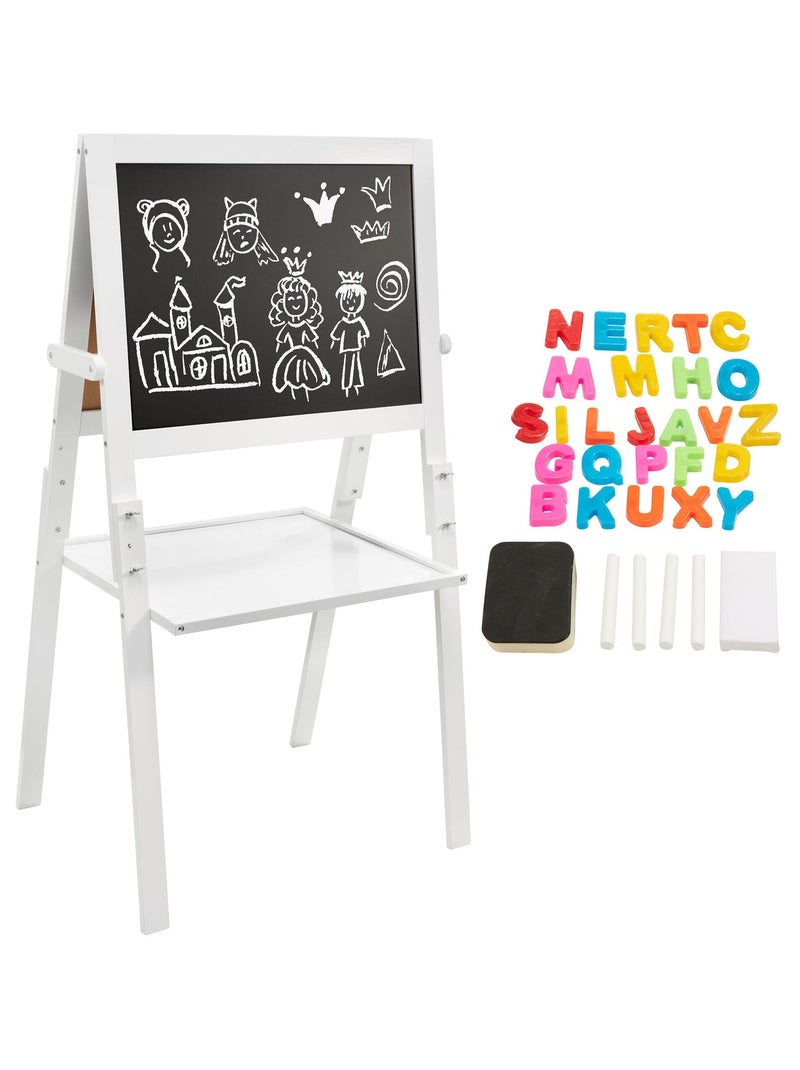 Tableau Enfant Bois Chevalet 2 Faces Magnétique Feutre & Tableau Noir à Craie N/A - Kiabi