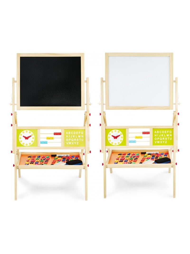 Tableau Enfant Bois Double Face Magnétique & Tableau Noir 98x45x42 - Chevalet avec Boulier & Horloge N/A - Kiabi
