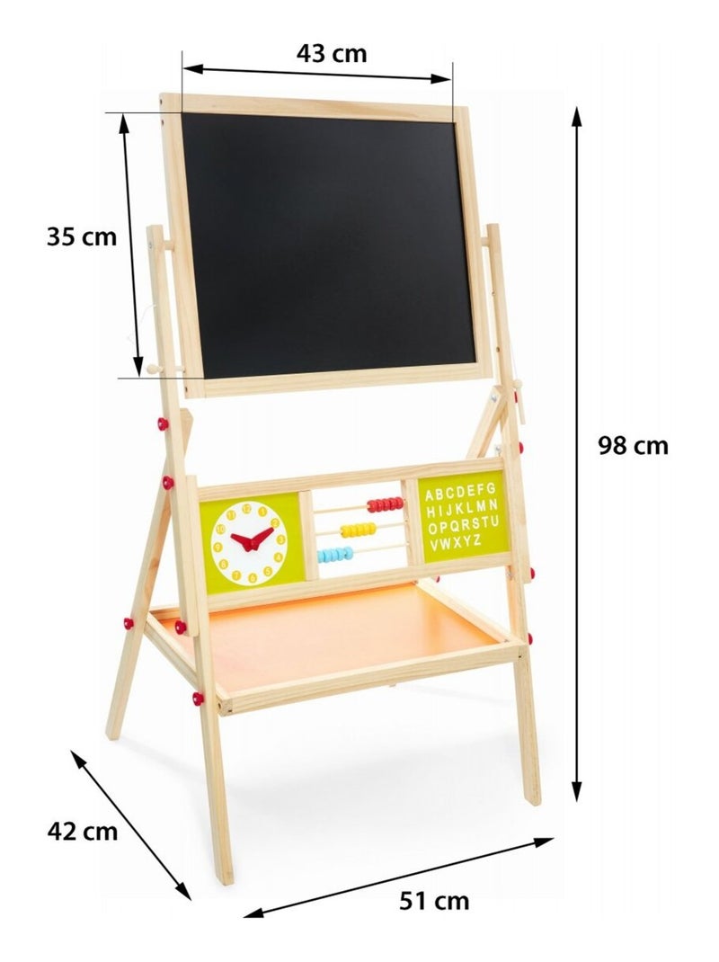 Tableau Enfant Bois Double Face Magnétique & Tableau Noir 98x45x42 - Chevalet avec Boulier & Horloge N/A - Kiabi