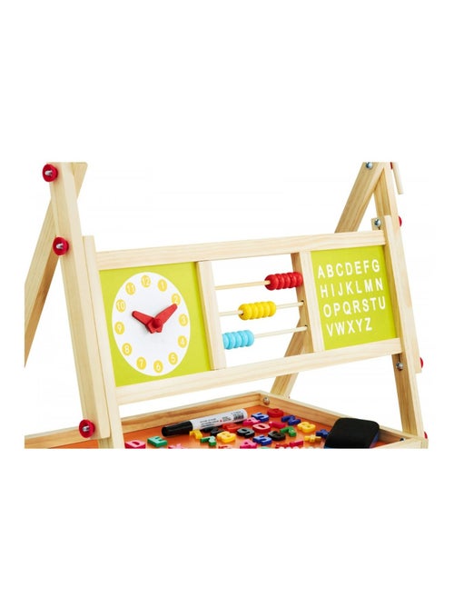 Tableau Enfant Bois Double Face Magnétique & Tableau Noir 98x45x42 - Chevalet avec Boulier & Horloge - Kiabi