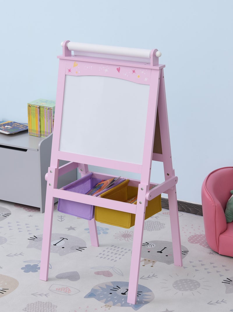 Tableau enfant chevalet enfant tableau blanc et à craie rouleau papier MDF rose Rose - Kiabi