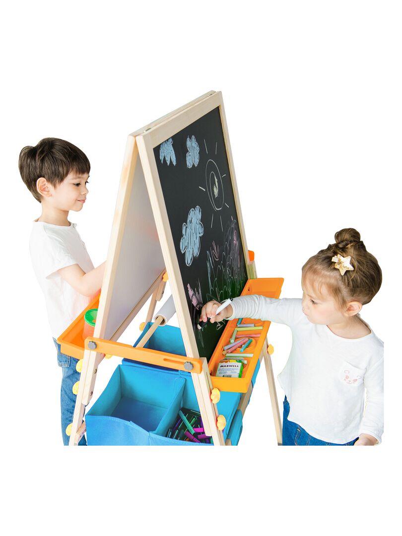Tableau évolutif chevalet enfant en bois multifonction 3 en 1 avec rangement bleu Teamson Kids Bleu - Kiabi