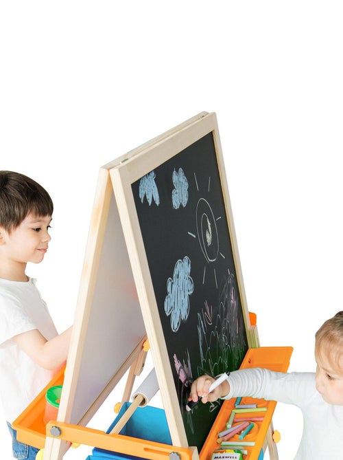 Tableau évolutif chevalet enfant en bois multifonction 3 en 1 avec rangement bleu Teamson Kids - Kiabi