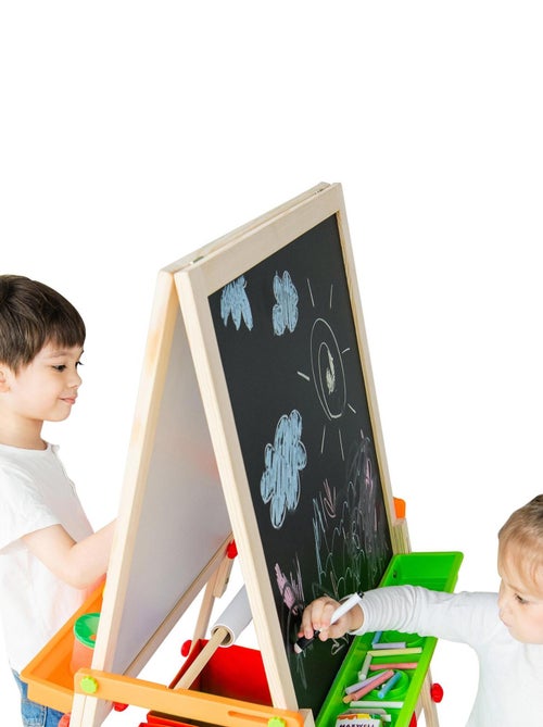 Tableau évolutif chevalet enfant en bois multifonction 3 en 1 avec rangement rouge Teamson Kids - Kiabi