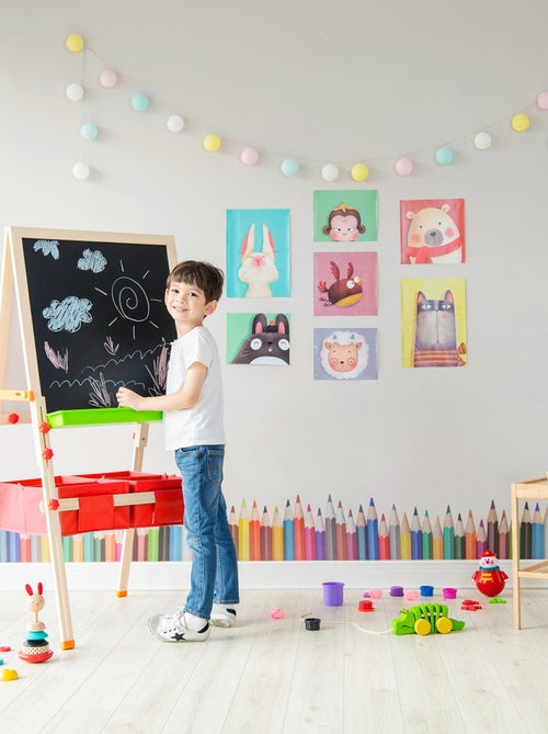 Tableau évolutif chevalet enfant en bois multifonction 3 en 1 avec rangement rouge Teamson Kids - Kiabi