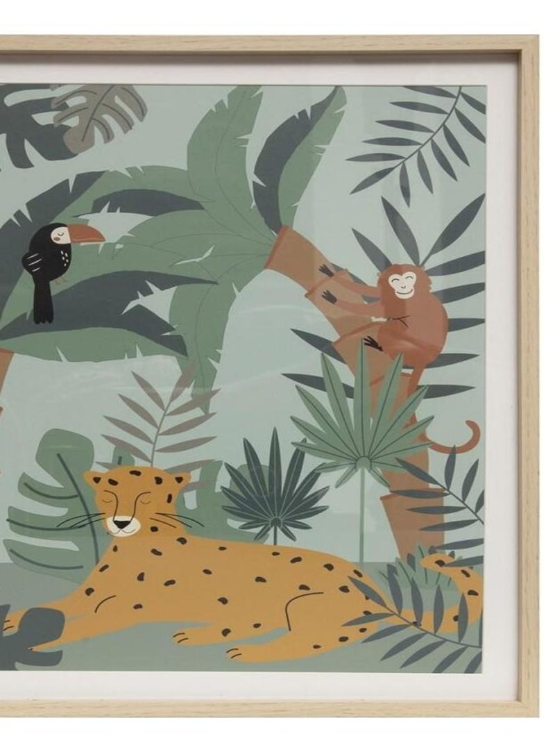 Tableau imprimé Jungle 40x50 cm Blanc - Kiabi