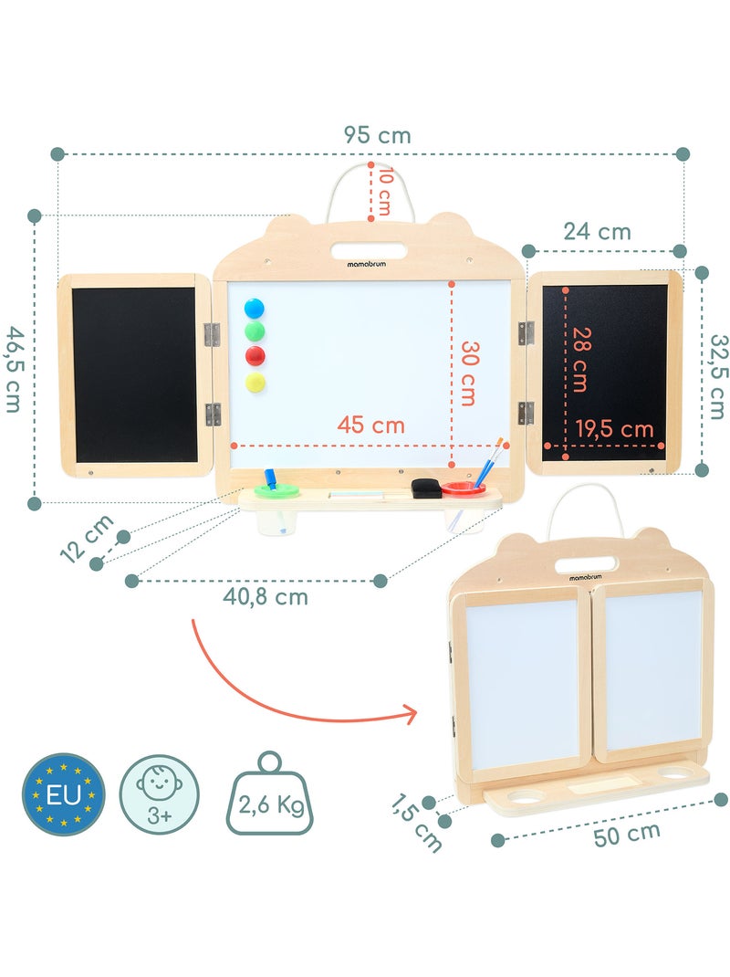 Tableau magnetique pliable bois enfant 2en1 craie feutre murale mamabrum N/A - Kiabi
