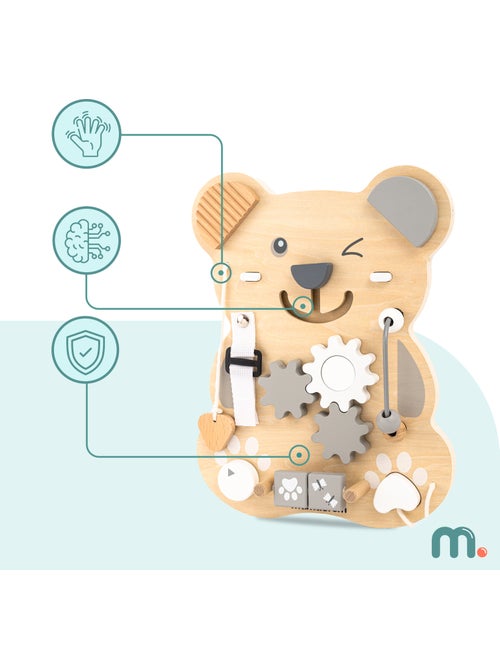 Tableau manipulation montessori bois ours sensoriel educatif 10en1 mamabrum - Kiabi