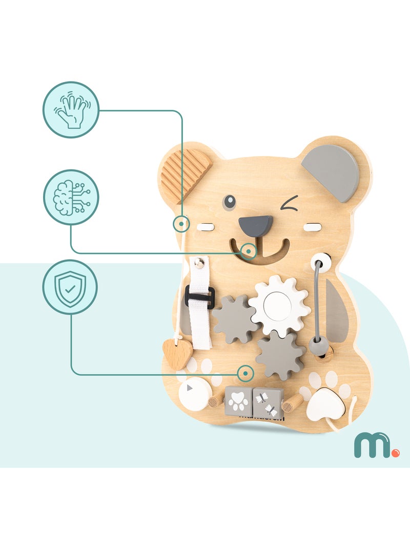 Tableau manipulation montessori bois ours sensoriel educatif 10en1 mamabrum N/A - Kiabi