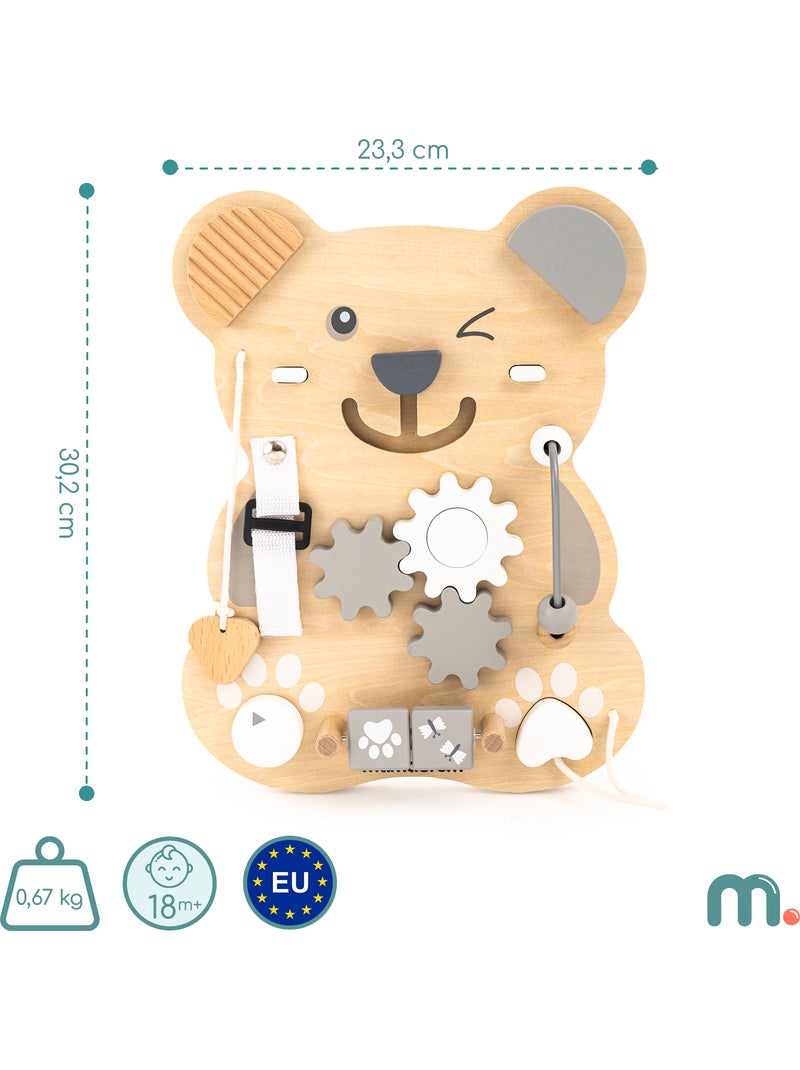 Tableau manipulation montessori bois ours sensoriel educatif 10en1 mamabrum N/A - Kiabi