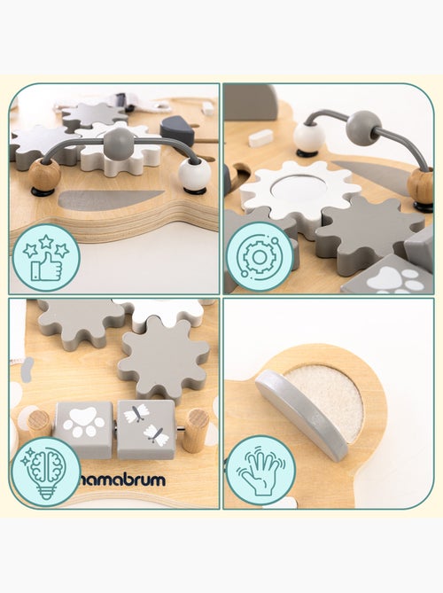 Tableau manipulation montessori bois ours sensoriel educatif 10en1 mamabrum - Kiabi