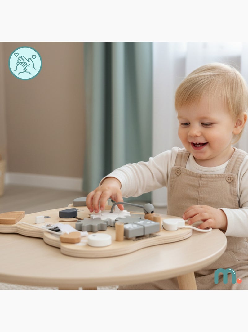 Tableau manipulation montessori bois ours sensoriel educatif 10en1 mamabrum N/A - Kiabi