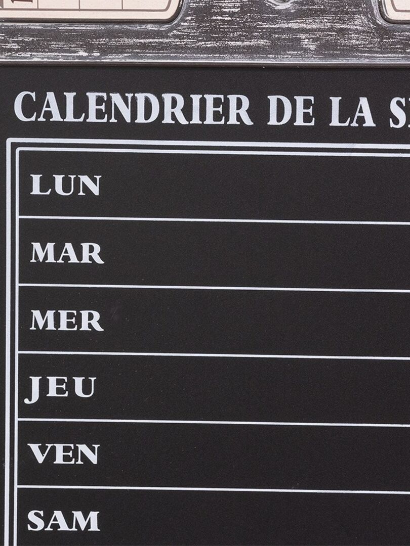 Tableau mémo ardoise calendrier 45x76 cm Noir - Kiabi